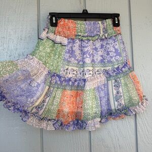 NWT Dance & Marvel Multicolor ruffled tiered Patchwork Skirt new size small